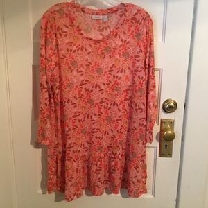 Ruffle Mesh Tunic Orange Sz L